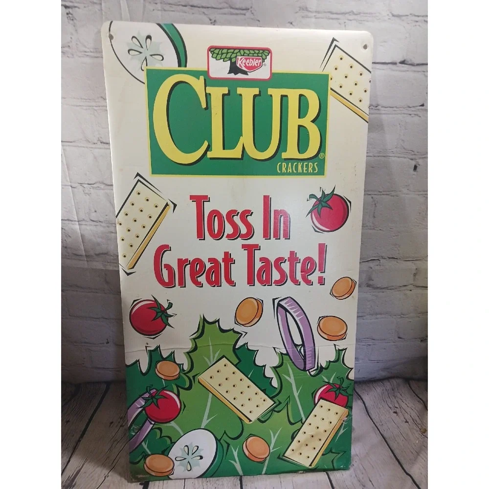 VTG Keebler Store Display Sign Banana Pudding & Club Crackers Double Sided 13x25